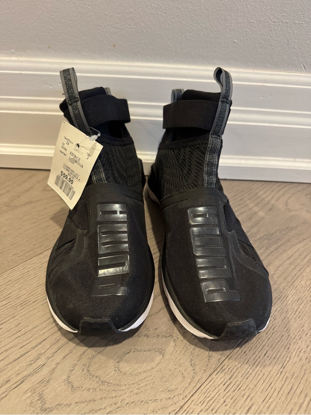 Puma Black Slip-On High-Top Knit Sneakers